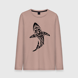 Лонгслив хлопковый мужской Sharks tattoo, цвет: пыльно-розовый