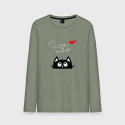 Лонгслив хлопковый мужской Котик Самолётик, цвет: авокадо