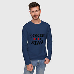 Лонгслив хлопковый мужской Poker Star, цвет: тёмно-синий — фото 2