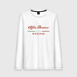 Лонгслив хлопковый мужской Alfa Romeo racing - logo, цвет: белый