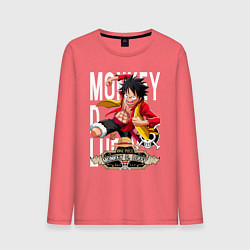 Лонгслив хлопковый мужской One Piece Monkey Большой Куш Манки, цвет: коралловый