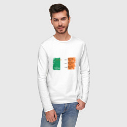 Лонгслив хлопковый мужской Флаг Ирландии, цвет: белый — фото 2