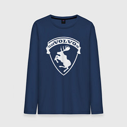 Лонгслив хлопковый мужской Volvo логотип белый, цвет: тёмно-синий