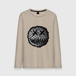 Лонгслив хлопковый мужской Жуткая рожица пиксельная, цвет: миндальный