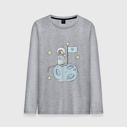 Лонгслив хлопковый мужской Мышь-космонавт, цвет: меланж