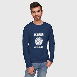 Лонгслив хлопковый мужской Kiss - My Ace, цвет: тёмно-синий — фото 2