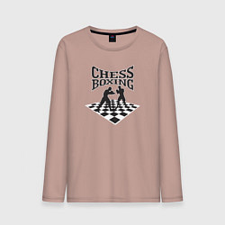Лонгслив хлопковый мужской Шахматы Бокс, цвет: пыльно-розовый