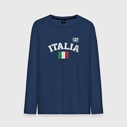 Лонгслив хлопковый мужской Футбол Италия, цвет: тёмно-синий