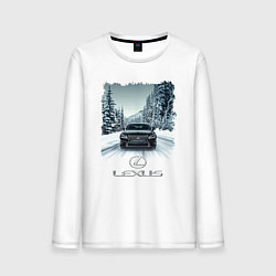 Лонгслив хлопковый мужской Lexus - зимняя дорога, цвет: белый