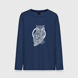 Лонгслив хлопковый мужской Celtic Owl, цвет: тёмно-синий