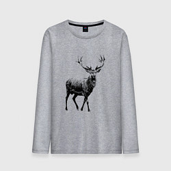 Лонгслив хлопковый мужской Черный олень Black Deer, цвет: меланж