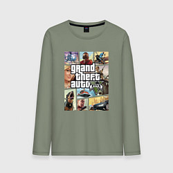 Лонгслив хлопковый мужской GTA V Logos, цвет: авокадо
