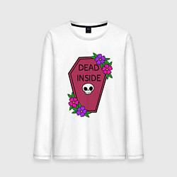 Лонгслив хлопковый мужской DEAD INSIDE ГРОБИК, цвет: белый