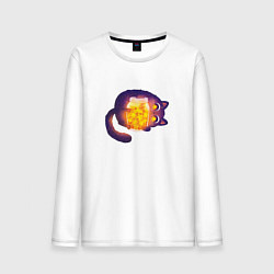 Лонгслив хлопковый мужской Cute Cat with Star Jar, цвет: белый