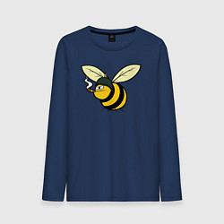 Лонгслив хлопковый мужской Пчелка в каске с сигарой, цвет: тёмно-синий