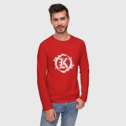Лонгслив хлопковый мужской Кукрыниксы логотип, цвет: красный — фото 2