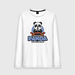 Лонгслив хлопковый мужской Panda Happy driver, цвет: белый