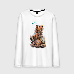 Мужской лонгслив Медведь и бабочка