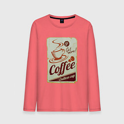 Лонгслив хлопковый мужской Coffee Cup Retro, цвет: коралловый