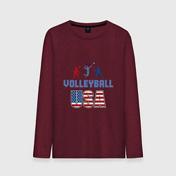 Лонгслив хлопковый мужской USA - Volleyball, цвет: меланж-бордовый