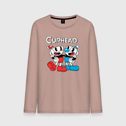 Лонгслив хлопковый мужской Cuphead Чашечки, цвет: пыльно-розовый