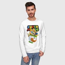 Лонгслив хлопковый мужской Компашка персонажей Super Mario, цвет: белый — фото 2
