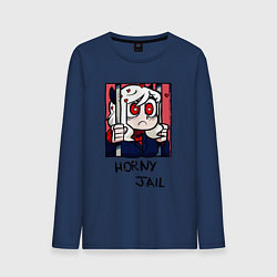 Лонгслив хлопковый мужской HELLTAKER HORNY JAIL, цвет: тёмно-синий