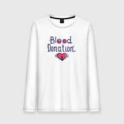 Лонгслив хлопковый мужской Blood Donation, цвет: белый
