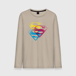 Лонгслив хлопковый мужской Лого Супермена, цвет: миндальный