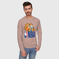 Лонгслив хлопковый мужской NBA Tiger, цвет: пыльно-розовый — фото 2