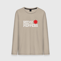 Лонгслив хлопковый мужской RHCP Logo Red Hot Chili Peppers, цвет: миндальный
