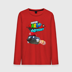 Лонгслив хлопковый мужской Super Mario Odyssey Bullet Bill Nintendo, цвет: красный