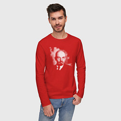 Лонгслив хлопковый мужской Владимир Ленин, цвет: красный — фото 2