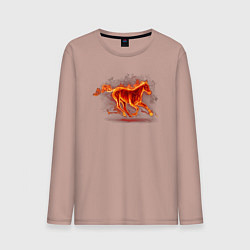 Лонгслив хлопковый мужской Fire horse огненная лошадь, цвет: пыльно-розовый