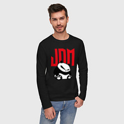 Лонгслив хлопковый мужской JDM Panda Japan Симпатяга, цвет: черный — фото 2