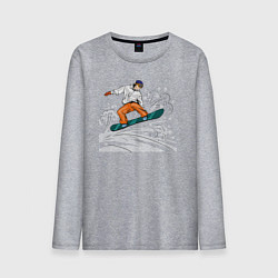 Лонгслив хлопковый мужской Сноубордист snowboard, цвет: меланж