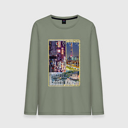 Лонгслив хлопковый мужской Южная Корея Сеул Пусан, цвет: авокадо