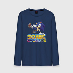 Лонгслив хлопковый мужской Sonic Colours Hedgehog Video game, цвет: тёмно-синий