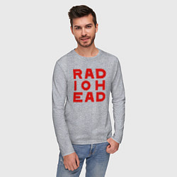 Лонгслив хлопковый мужской Radiohead большое красное лого, цвет: меланж — фото 2