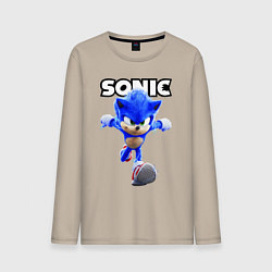 Лонгслив хлопковый мужской Sonic the Hedgehog 2022, цвет: миндальный