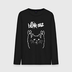 Лонгслив хлопковый мужской Blink 182 Рок кот, цвет: черный