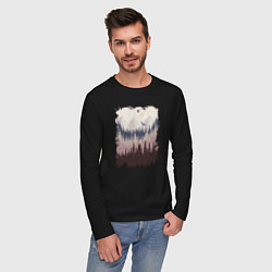 Лонгслив хлопковый мужской Дикая природа, цвет: черный — фото 2