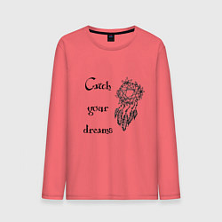 Лонгслив хлопковый мужской Catch your dreams, цвет: коралловый