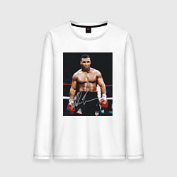 Лонгслив хлопковый мужской Майк Тайсон Фото с авторгафом Mike Tyson, цвет: белый