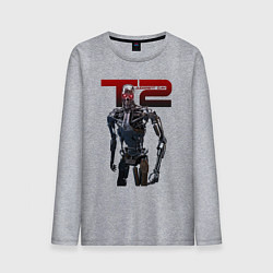 Лонгслив хлопковый мужской Terminator 2 - T800, цвет: меланж