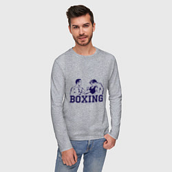 Лонгслив хлопковый мужской Бокс Boxing is cool, цвет: меланж — фото 2