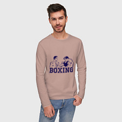 Лонгслив хлопковый мужской Бокс Boxing is cool, цвет: пыльно-розовый — фото 2