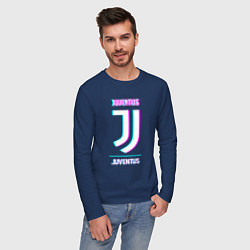 Лонгслив хлопковый мужской Juventus FC в стиле Glitch, цвет: тёмно-синий — фото 2