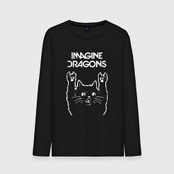Лонгслив хлопковый мужской Imagine Dragons Рок кот, цвет: черный