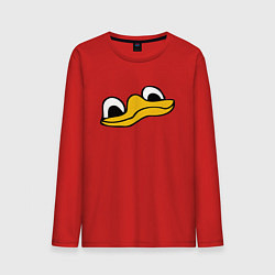 Лонгслив хлопковый мужской Утиная моська duck face, цвет: красный